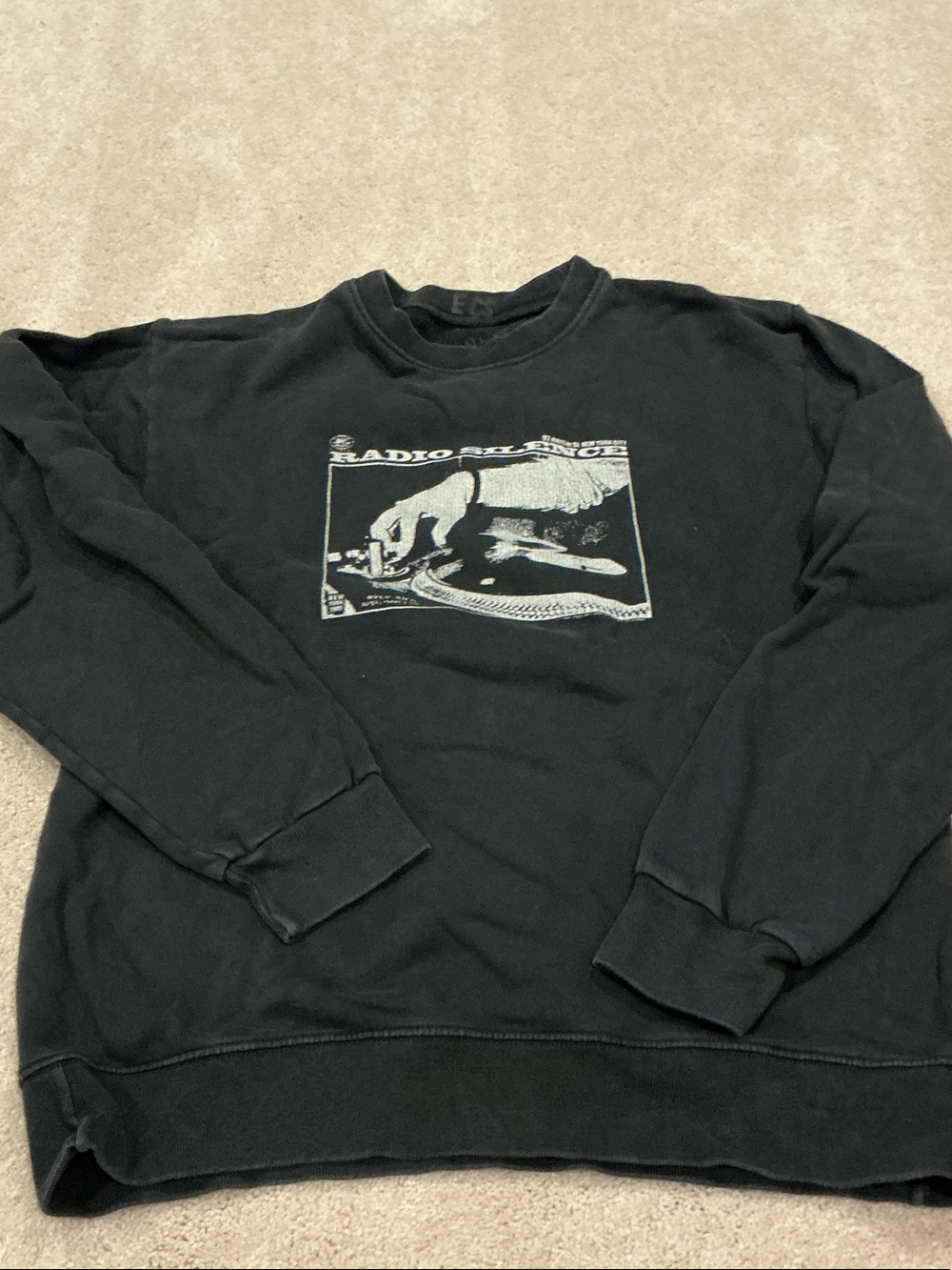 Brandy Melville Black Crewneck with White Graphic